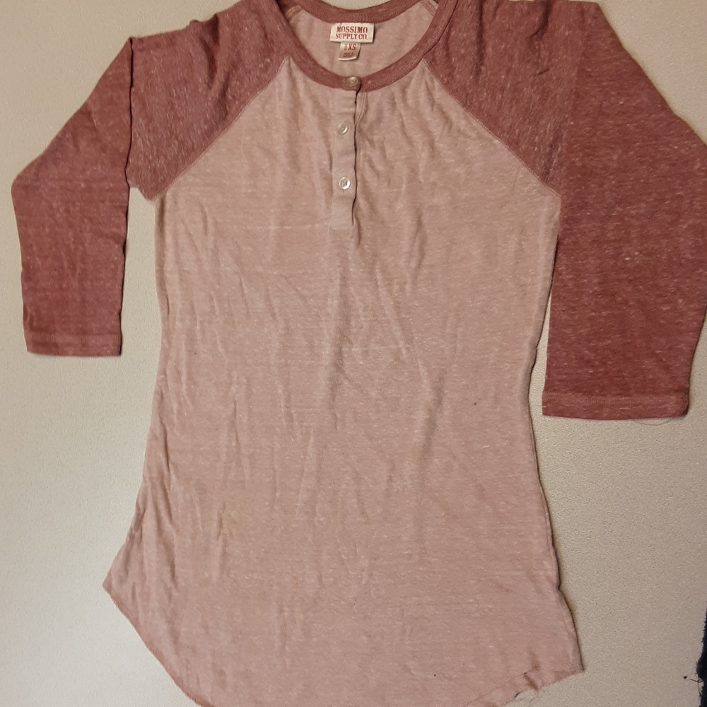 Two toned pink baseball T